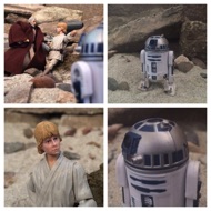 BEN: "Tell me, young Luke, what brings you out this far?" LUKE: "Oh, this little droid!" He gestures towards Artoo, who has moved out of his hiding place and towards the pair. LUKE: "I think he's searching for his former master... I've never seen such devotion in a droid." Artoo sighs a beep at them. #starwars #anhwt #starwarstoycrew #jbscrew #blackdeathcrew #starwarstoypix #starwarstoyfigs #toyshelf 
